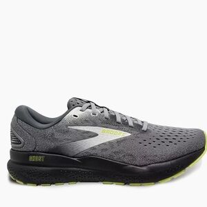 Brooks Ghost 16 Mens Running Shoes Size 12.5 Gray & Lime Green 1104181D040